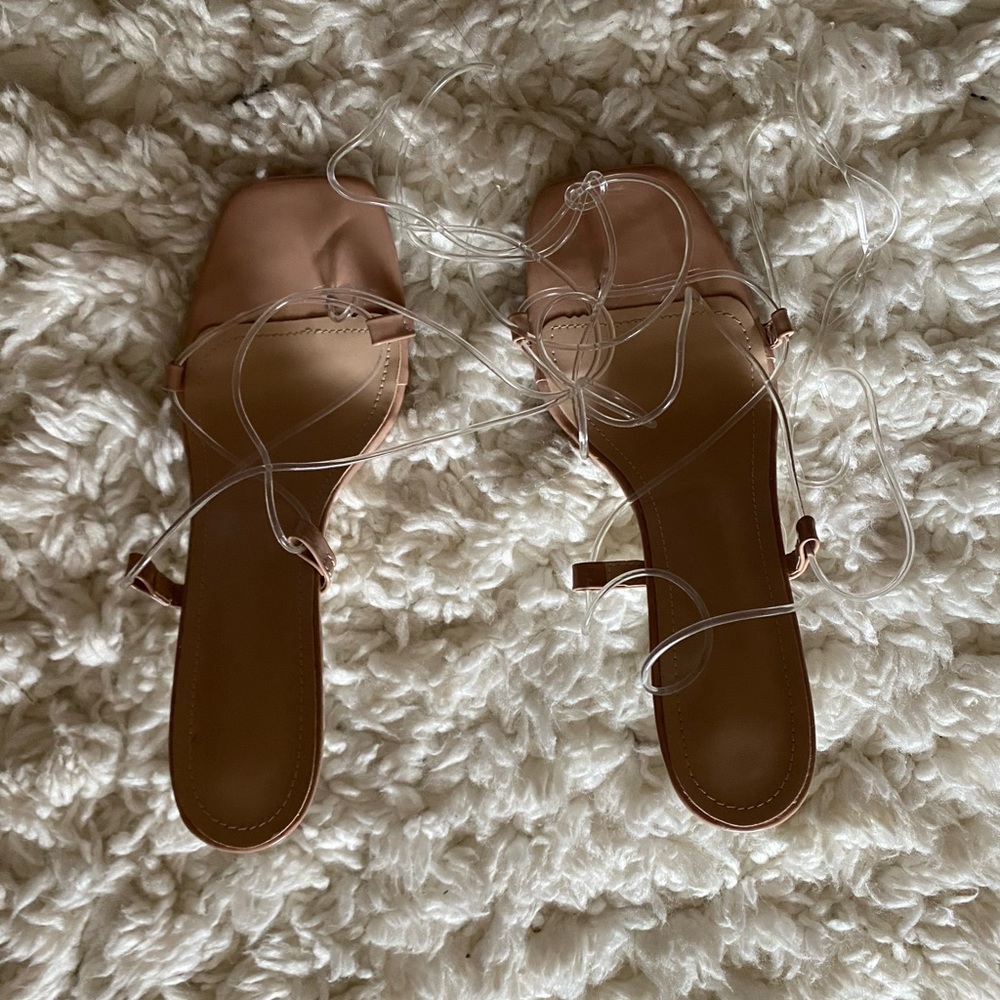 Shein clear nude strappy lace up heel size 7.5/8 never worn